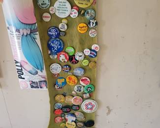 Lots of vintage pins and buttons throughout the home.