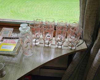 Mid Century federal glasses in carrier. 