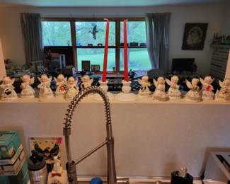 All twelve!! Vintage Napco Angel Figurine Porcelain Mask Spaghetti Trim great condition!