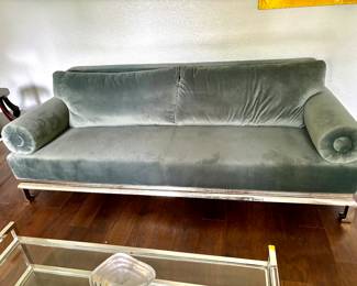 Sophisticated charcoal velvet chrome trim sofa