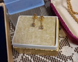 14k gold diamond earrings.