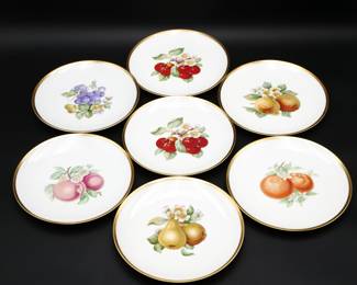 Hutschenreuther Gelb Pasco Gilded Fruit Plates (Set of 7) 