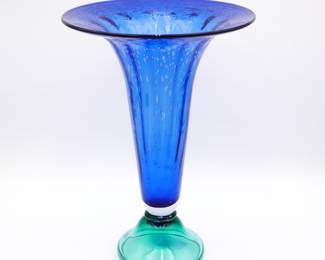 Gorgeous Designs Large Cobalt Blue & Teal Glass Vase 