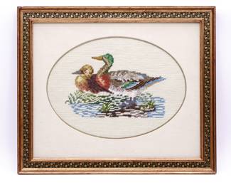 Framed Ducks Embroidery Art 