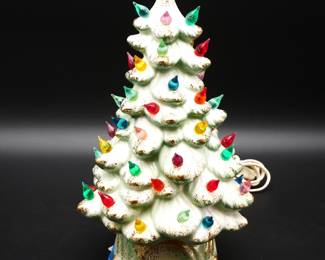 Gilded Light-Up Tabletop Ceramic Christmas Tree 