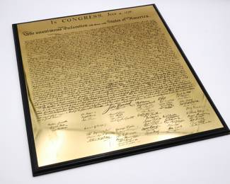 Declaration of Independence Brass Plaque Replica 
