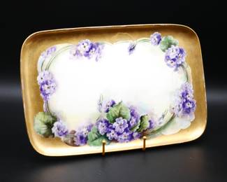 Limoges France Ceramic Hand Painted Tea Tray 
