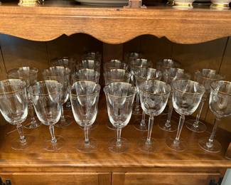 Lenox "Classic Shell" Gold rimmed stemware etched shell pattern, wines and waters