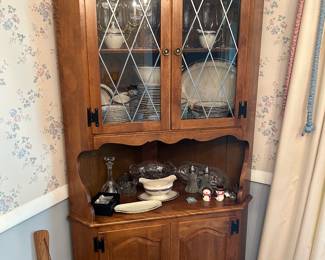 One of a pair of Ethan Allen maple corner cupboards
74”H x 36”W