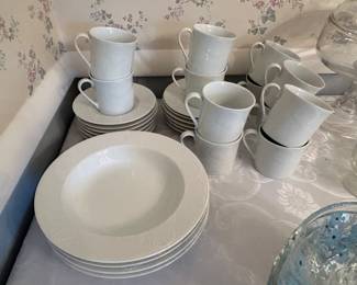 Mikasa Sea Spray cups, saucers and bowls