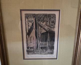 Mandeville cabin etching