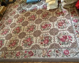 bedroom hooked room size rug. 8’x10’4”