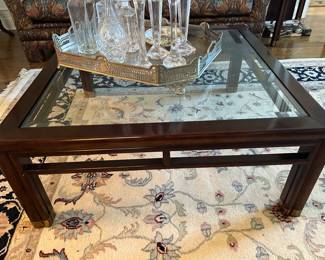 Henredon coffee table with glass inset top 38” x 38”