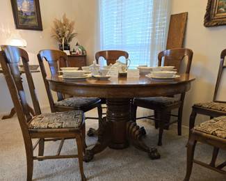 Antique Oak Dining Table & Chairs