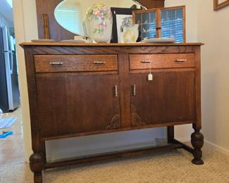 Antique Oak Buffet with Mirror
