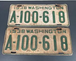 Circa 1938 Washington License Plates