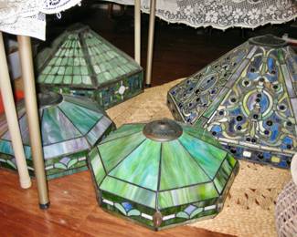 Tiffany style leaded stained glass lamps and shades
