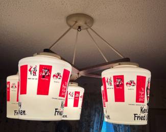 1969 original KFC lighting fixture, all original parts, glass buckets. Perfect condition except one bucket has a crack.