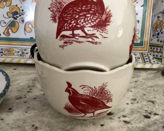 Quail & rose serving bowls