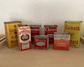 Vintage metal spice jars