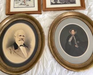 2-round antique framed lithographs?