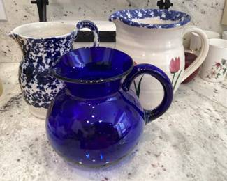 Cobalt blue drink pitcher handmade