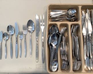 Amefa set for 16 + serving stainless flatware