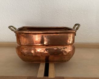 Copper oblong "basket" w/brass handles