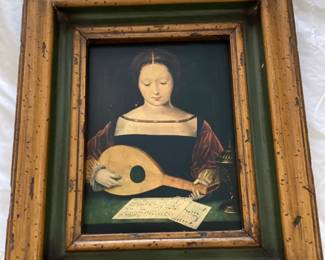 Framed "young with lute" 16th century print/original?