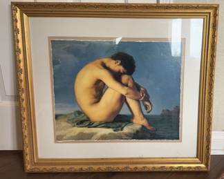 MW275 Nude Youth Sitting by the Sea, print by Hippolyte Flandrin
