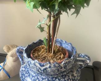 Blue and white planters 