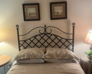 Fretwork scrolled metal headboard full bed