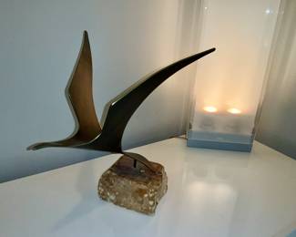 C. Jere. Brass sculpture, bird sculpture , modern art, sculpture 
