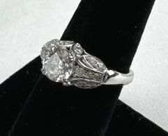 925 Silver Ornate Cubic Zirconia Stone Ring