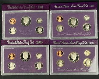 1984, 85, 88, 89 US Proof Coin Sets
