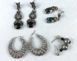 (4) Pairs 925 Silver Vintage Earrings