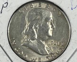 1961 Franklin Silver Half Dollar, AU w/ Luster