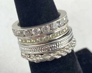 (4) Assorted 925 Silver Band Rings
