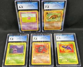 (5) 1999 Pokemon Fossil Cards, Common CGC