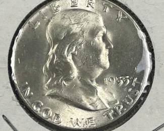 1955 Franklin Silver Half Dollar, UNC w/ Luster
