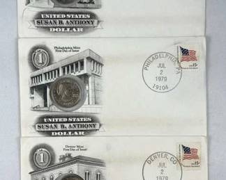 1979-P,D,S Susan B Anthony 1st Day Covers