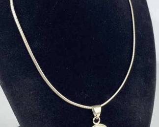 925 Silver Omega Chain w/ Onyx Pendant