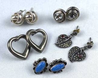 (5) Pairs 925 Silver Vintage Post Earrings