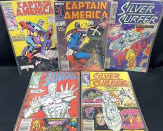(5) Retro 1980s Captain America & Silver Surfer