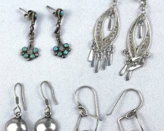 (4) 925 Silver Dangle Earrings