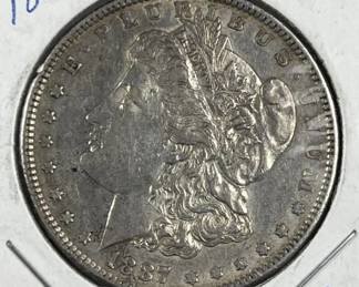 1887 Morgan Silver Dollar, AU