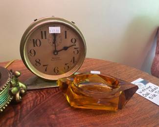Vintage Oval Carved  Side Table, Ashtray