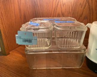 Vintage Federal Glass refrigerator dishes set