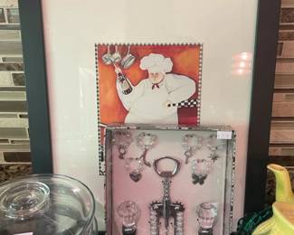 Framed Art, Wine Opener, Wine Stopper