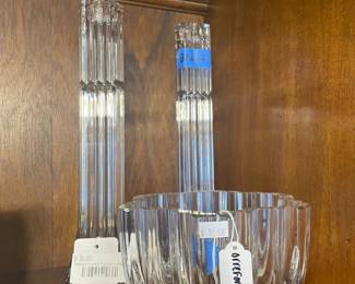 Ribbed crystal candle holders